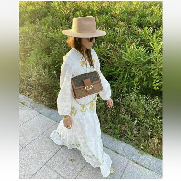 ZARA CROCHET  WHITE EMBROIDERED DRESS MAXI BLOGGERS FAV XXL - Picture 6 of 13